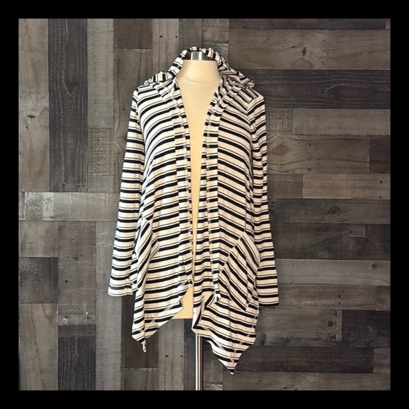Anthropologie Splendid cascading cardigan small hoodie stripes whimsigoth fall - Picture 1 of 13